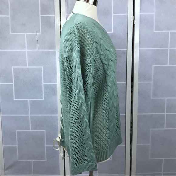Seafoam Lace-up back sweater S/M M/L - Picture 4 of 6